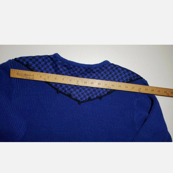 Vintage 80s Retro CHAUS Bow Sweater 2X Blue Black - Picture 12 of 12